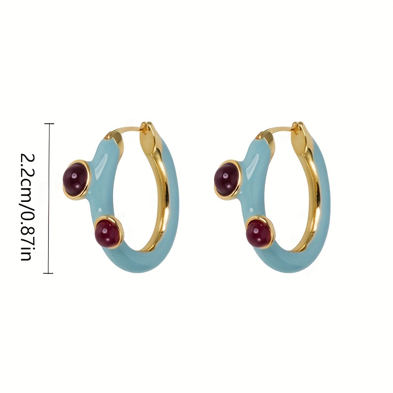 Vintage French & Red Crystal Geometric Earrings